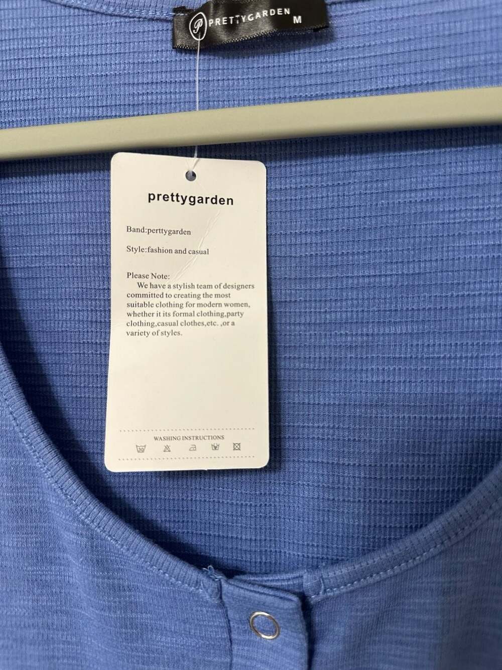 NWT PRETTYGARDEN Women Size M Romper Blue 1/4 Snap Up Crew Neck - Picture 5 of 13